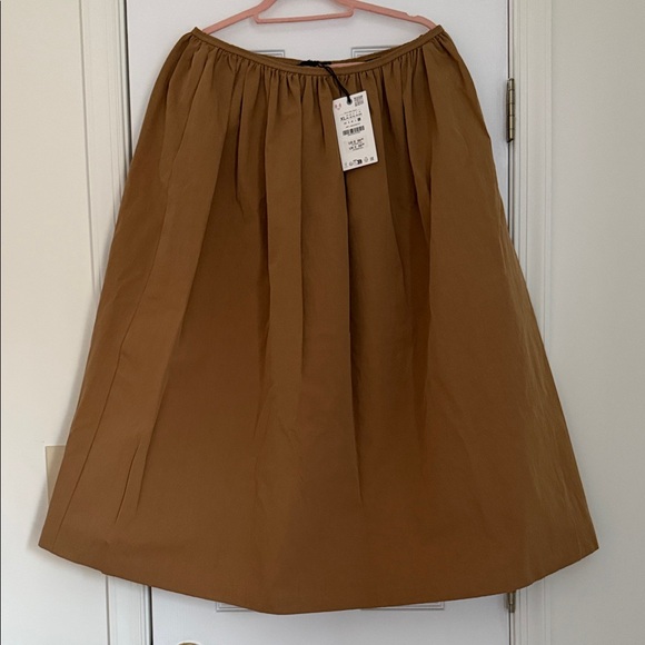 NWT ZARA ZW Collection Cape Midi Skirt Size XL Beige, khaki, taupe - Picture 7 of 13
